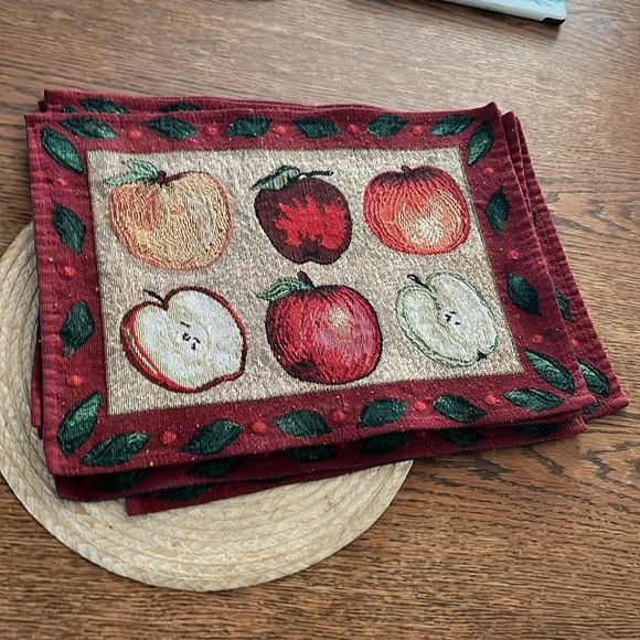 Vintage Tapestry Apple Prints  6pcs Table Cloth - Picture 6 of 6